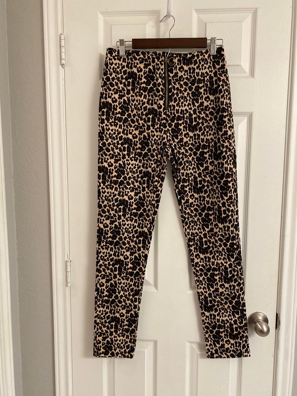 Hayden Los Angeles Animal Print High Rise Skinny Pants O-ring zip Large